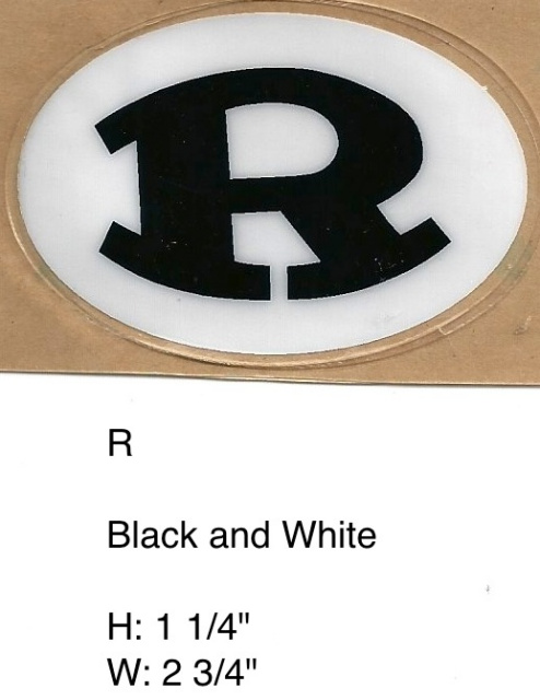 White oval Black R